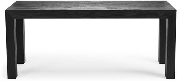Plank+Beam 72 Inch Modern Solid Wood Dining Table - Solid Pine, Wirebrush Finish, Seats 6, Non-Toxic Finish, Easy Assembly, for Kitchen or Office, Black Wirebrush