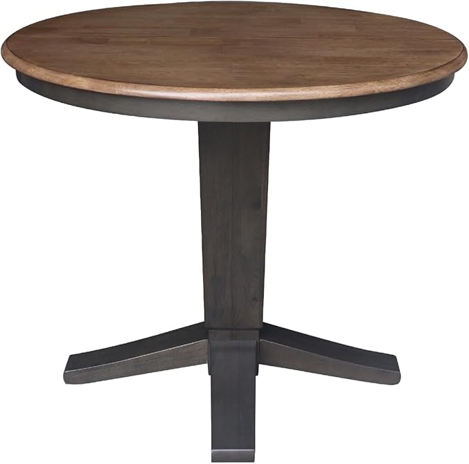 IC INTERNATIONAL CONCEPTS 36" Solid Wood Round Top Pedestal Dining Table with 12" Leaf - 30.1" H