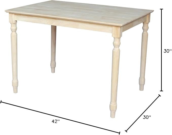 IC INTERNATIONAL CONCEPTS Solid Wood Top Table - Turned Legs