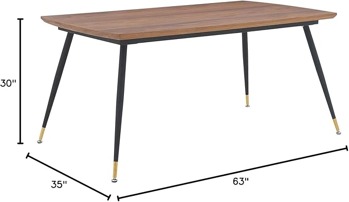 Messina Modern Walnut and Metal Dining Room Table