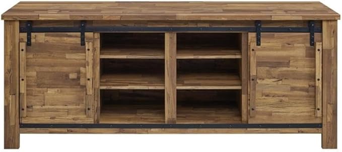 Modway Cheshire 70" TV Stand Rustic Sliding Door Dining Room Cabinet Storage Buffet Table Sideboard