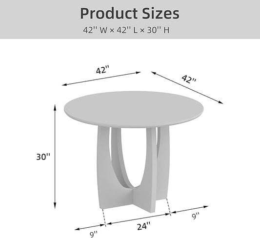 Casaphoria 42" Round Dining Table, Modern Kitchen Table for 4, Scratch-Resistant Top & Cross Arched Legs, Farmhouse Dinner Table for Living Room, Kitchen, Bar, Easy Assembly, Black