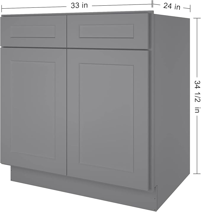 LOVMOR Kitchen Sink Base Cabinet, Unassembled Cabinet, Single Sink Storage Unit, Large Capacity, 24" D*33" W*34-1/2"H
