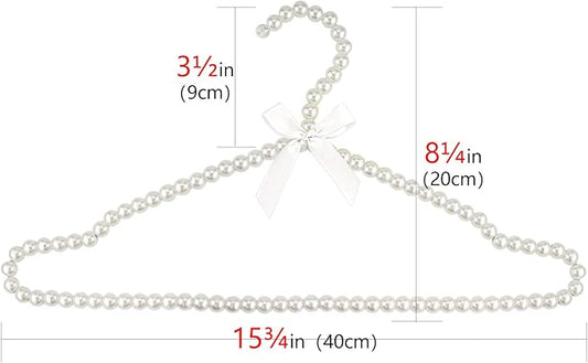 5 Pack Pearl Clothes Hangers, Elegant Bridesmaid Hangers, Closet Coat Storage Organizer Bowknot Standard Wedding Hangers (White)