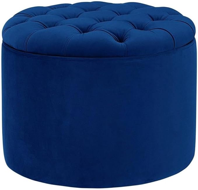 Tov Furniture Queen Navy Velvet Storage Ottoman