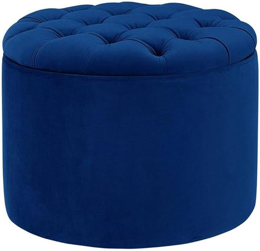Tov Furniture Queen Navy Velvet Storage Ottoman