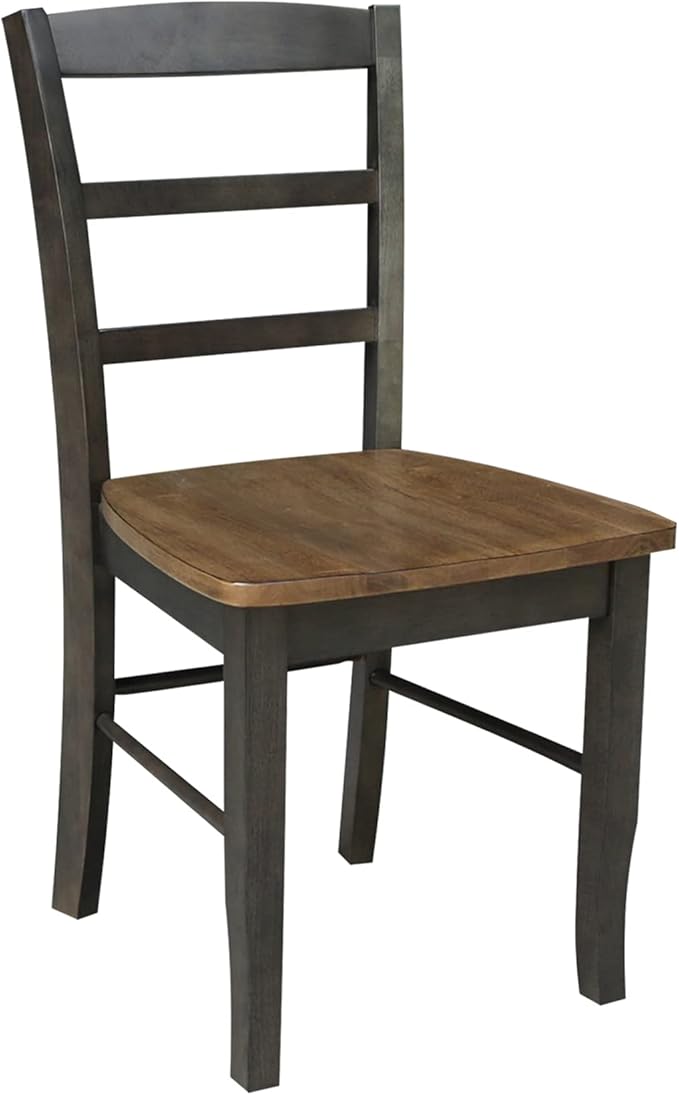 IC INTERNATIONAL CONCEPTS Set of 2 Solid Wood Madrid Ladderback Chairs in Hickory/Washed Coal