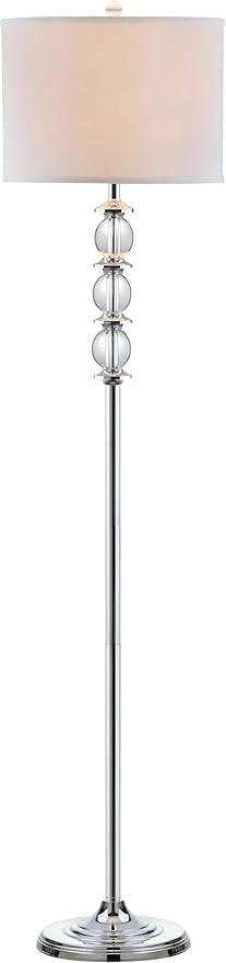 SAFAVIEH Lighting Collection Riga Clear Crystal/ Chrome 60-inch Living Room Bedroom Home Office Standing Floor Lamp (LED Bulb Included)