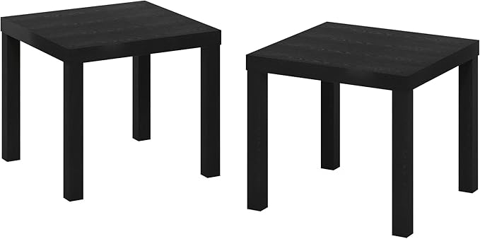 Furinno Classic Homey Square Parsons Side End Table, Set of 2, Black