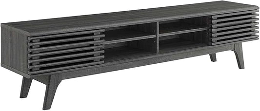 Modway Render Mid-Century Modern Low Profile 70 Inch Media Console TV Stand in Charcoal, 70"