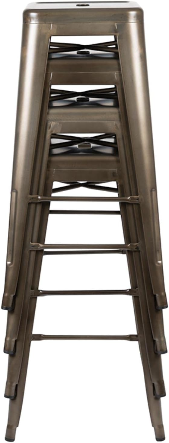 Flash Furniture Lily 30" High Metal Indoor Bar Stool in Gun Metal Gray - Stackable Set of 4