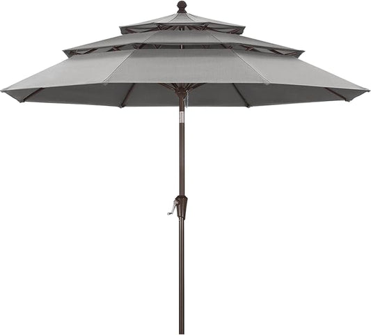 ABCCANOPY 5-Year 10-Year No Fading 9FT 3 Tiers Patio Umbrella, Outdoor Table Umbrella with 8 Sturdy Ribs for Deck, Backyard, Garden, Yard