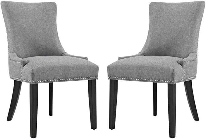 ModwayEEI-2746-LGR-SETMarquisModern Elegant Upholstered Fabric Parsons Dining Side Chair With Nailhead Trim And Wood LegsSet of 2Light Gray