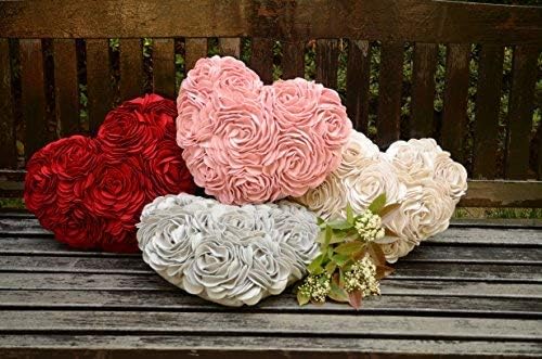 JWH Heart Flower Throw Pillow Covers Decorative Floral Shaped Accent Cushion Soft Pillowcase for Sofa Couch Living Room Bed Chair 14x16 Inches Gray