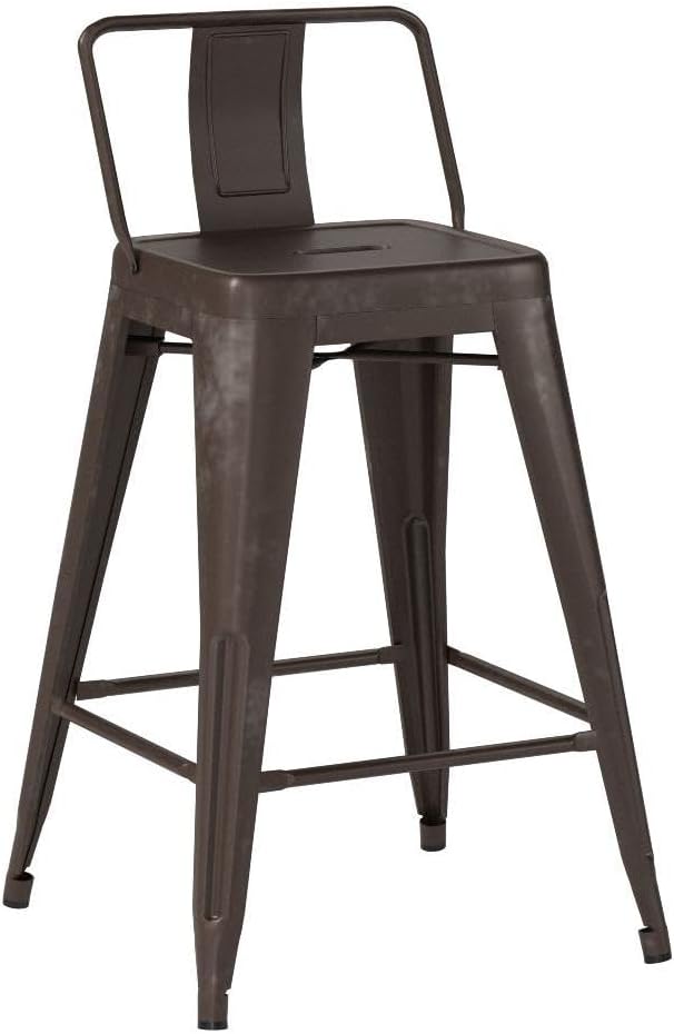 Tongli Metal Bar Stools Set of 4 Barstools Counter Height Bar Stools with Back Industrial Bar Stool Indoor Counter Stool Kitchen Island Stools Modern Bar Chair 24 inch Rusty
