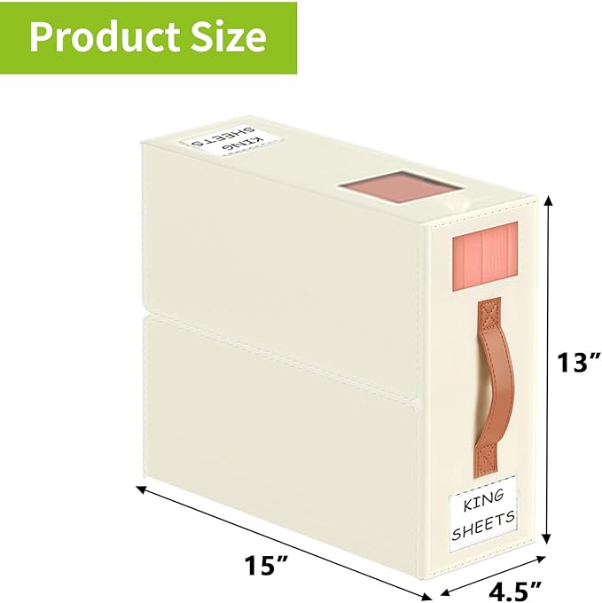 Aokeyee Bed Sheet Organizers and Storage - 6 Pack (Queen or King Size),Foldable Storage Box for Duvet Cover Set, Linen Closet Organizer for Bedding Clothes Blankets, Ivory