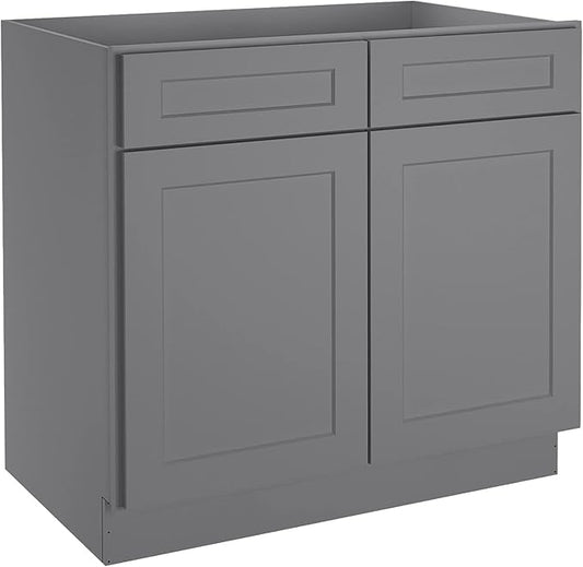 LOVMOR Kitchen Base Cabinets, Sideboard Storage Cabinet, Entryway Cabinet with 2-Drawers & Adjustable Shelf, 36" W X 24" D X 34-1/2"H