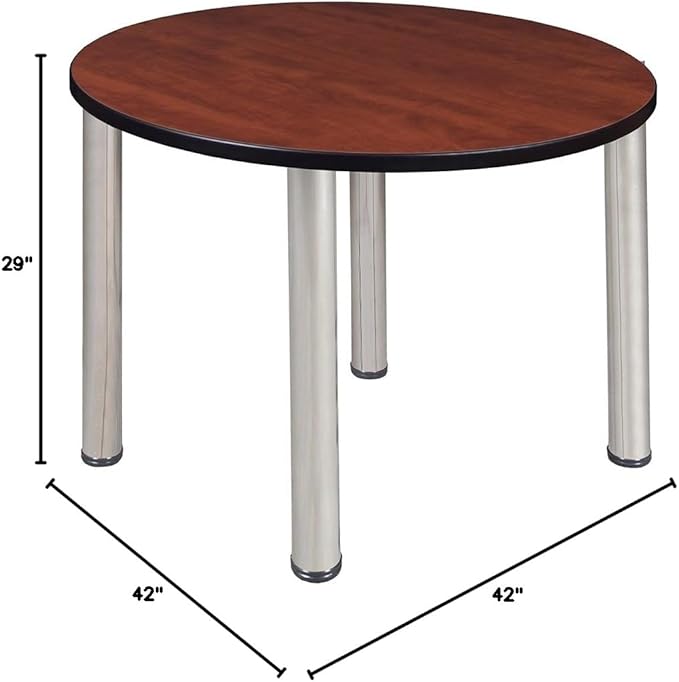 Regency Kee 42 in. Medium Round Breakroom Table- Cherry Top, Chrome Legs