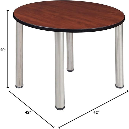 Regency Kee 42 in. Medium Round Breakroom Table- Cherry Top, Chrome Legs
