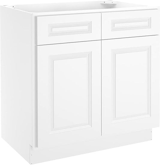 LOVMOR Kitchen Base Cabinets, Sideboard Storage Cabinet, Entryway Cabinet with 2-Drawers & Adjustable Shelf, 33" W X 24" D X 34-1/2"H