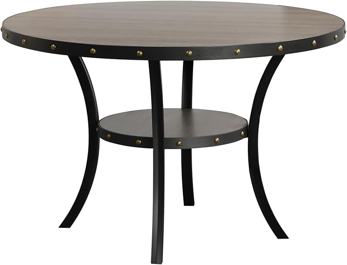New Classic Furniture Classic Furniture Crispin Solid Wood Round Dining Table, 48-Inch, Gray