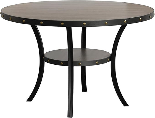 New Classic Furniture Classic Furniture Crispin Solid Wood Round Dining Table, 48-Inch, Gray
