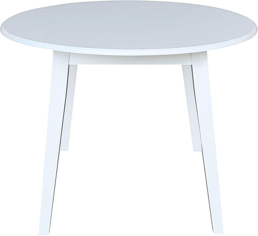 IC INTERNATIONAL CONCEPTS 42" Round Solid Wood Dual Drop Leaf Table in White