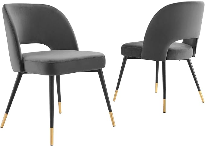 Modway Rouse Upholstered Velvet Side, 2 pcs - Dining Chairs, Charcoal