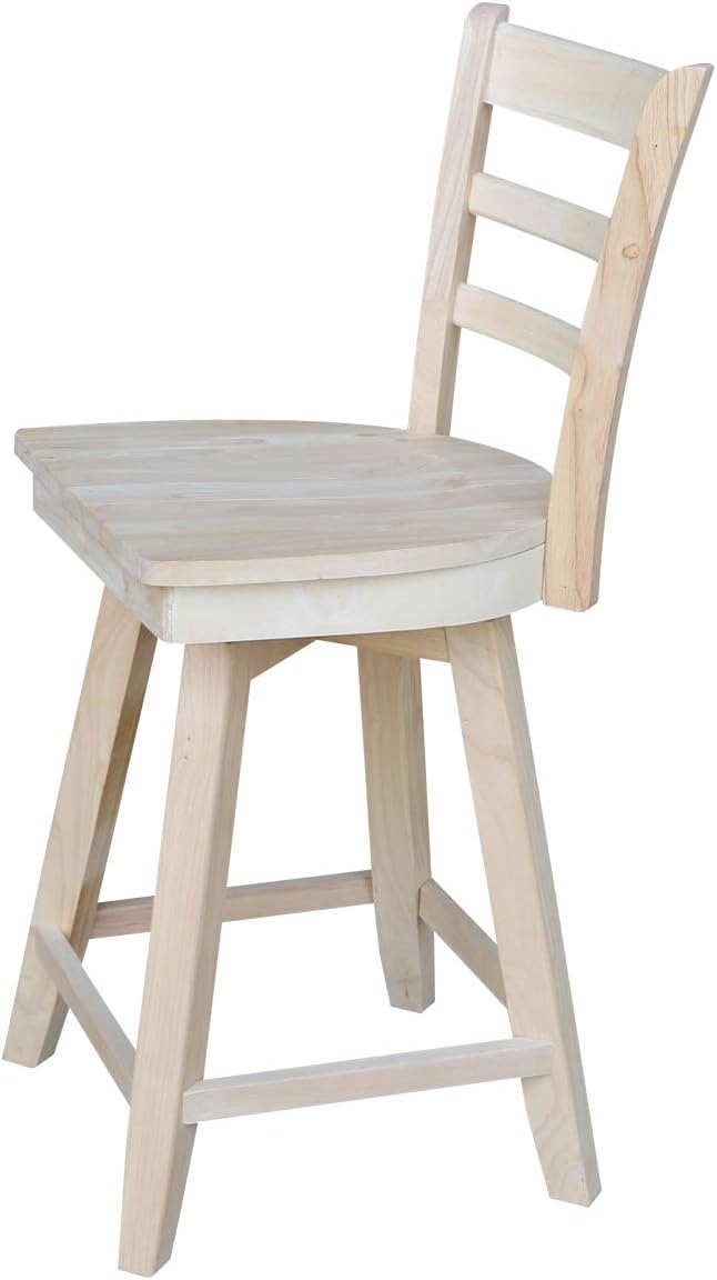 International Concepts Emily Counterheight Stool-24 Seat Height-with Swivel and Auto Return Dining Chairs, Unfinished