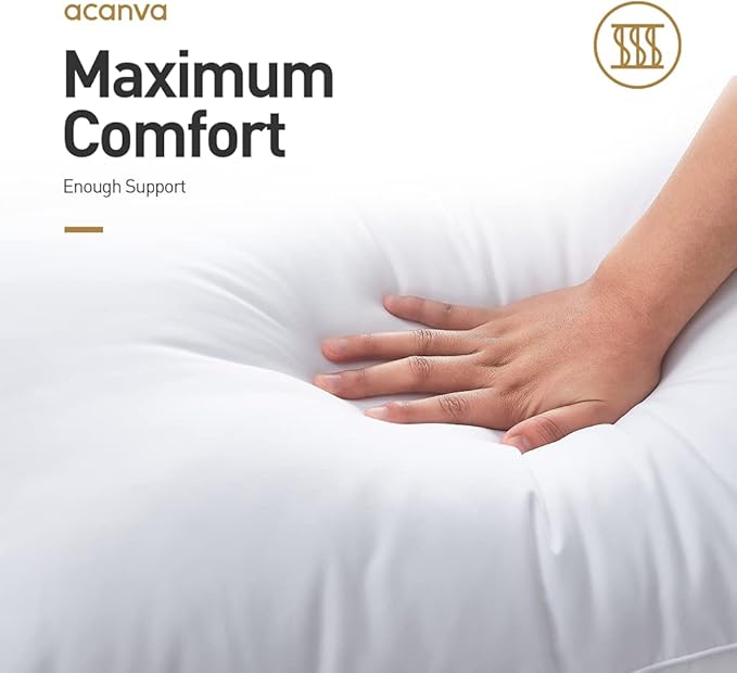 Acanva Bed Pillows for Sleeping, Cooling Hotel Quality with Premium Soft 3D Down Alternative Fill for Back, Stomach or Side Sleepers, Standard (Pack of 4), White