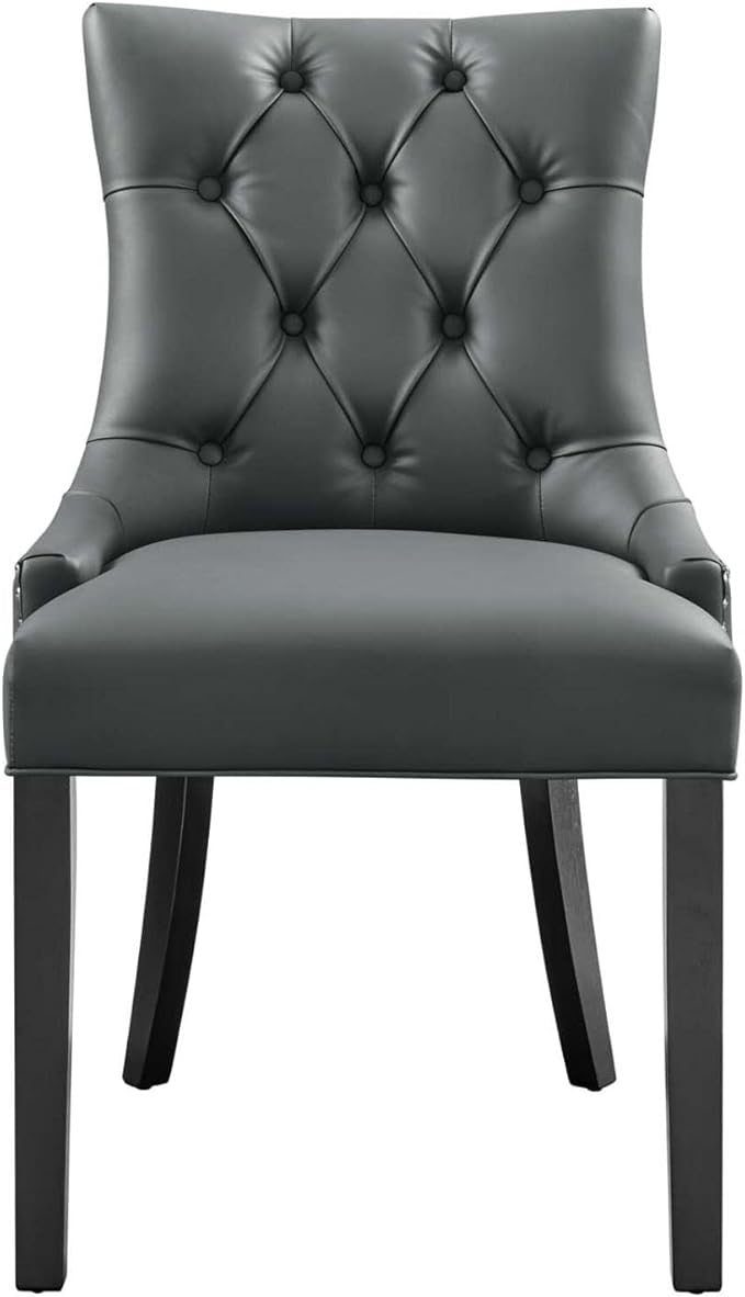 Regent Tufted Vegan Leather Dining Chair in Gray