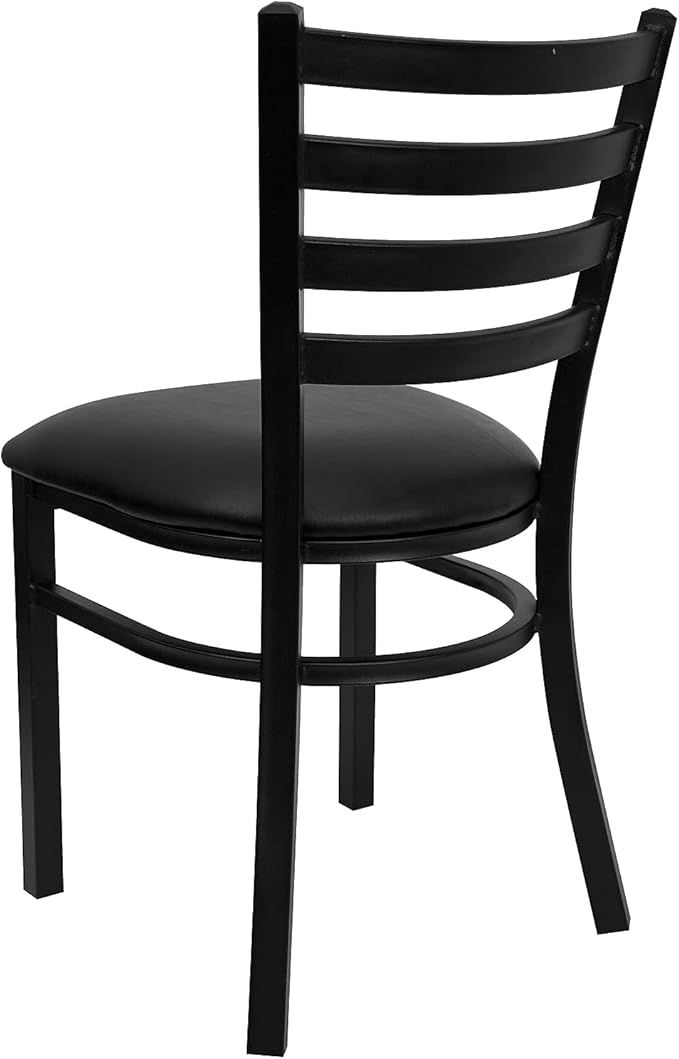 Flash Furniture Hercules Series Commercial Ladder Back Restaurant Chairs, Modern Lightweight Metal Dining Chairs with Padded Seats, Set of 2, Black