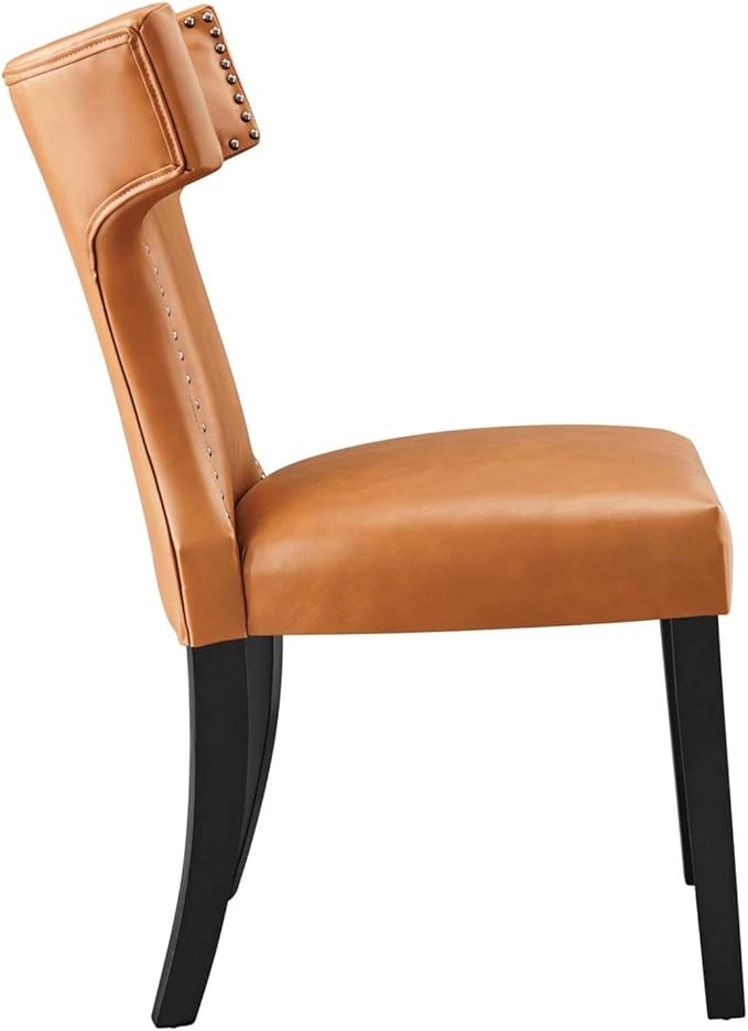 Modway Curve Vegan Leather Dining Chair in Tan