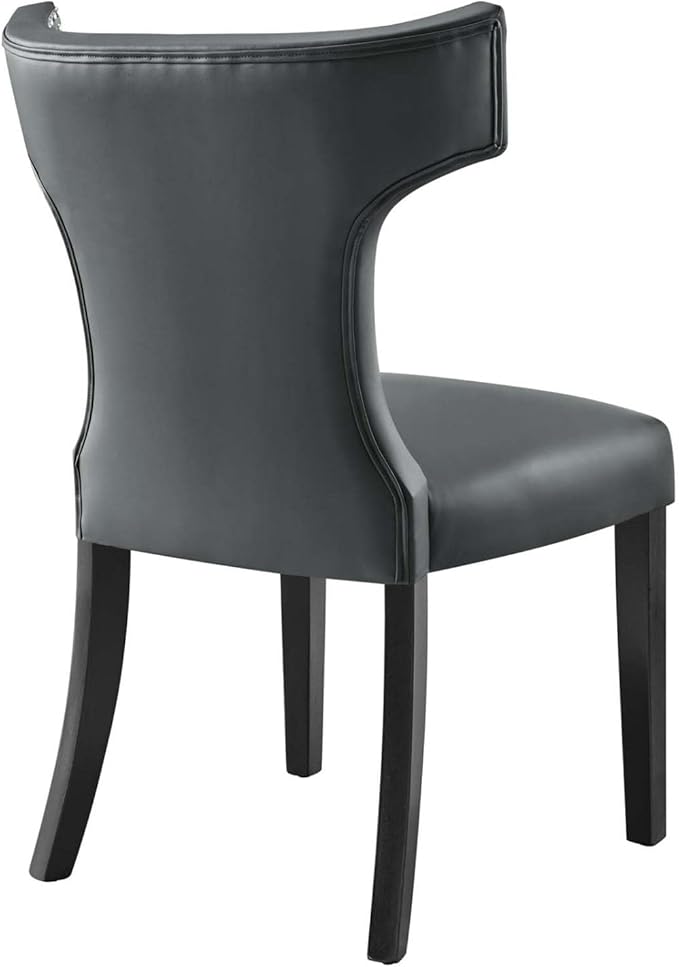 Modway Curve Vegan Leather Dining Chair in Gray
