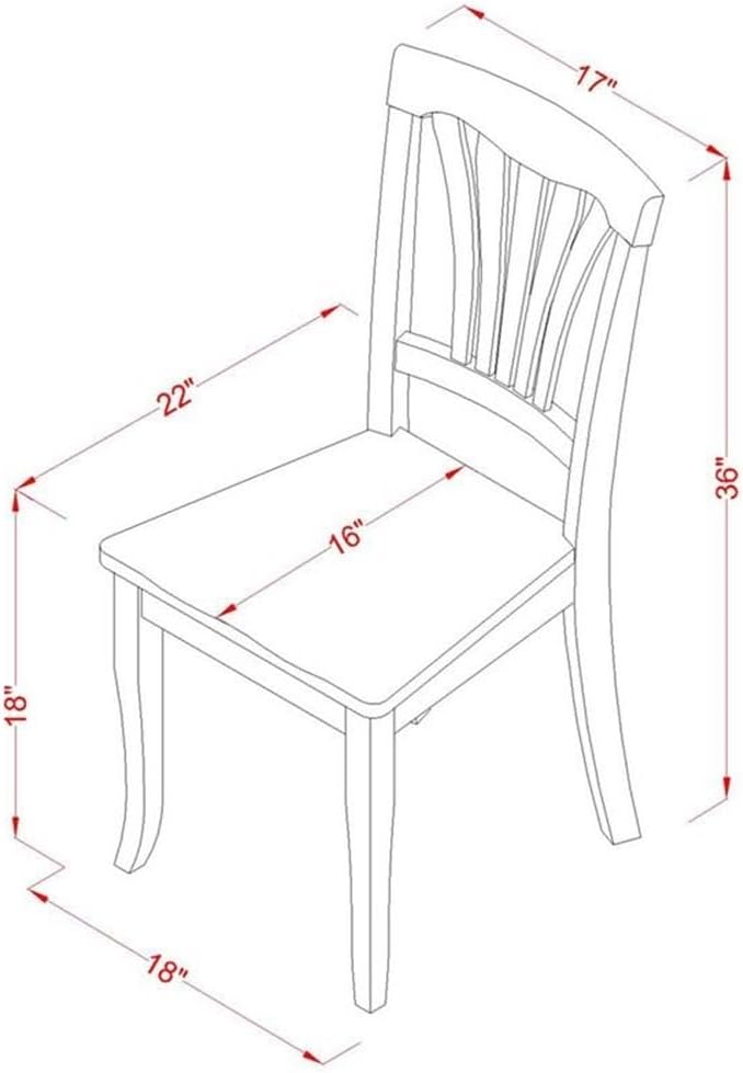East West Furniture AVC-LWH-W Avon Dining Chairs - Slat Back Solid Wood Seat Chairs, Set of 2, Linen White