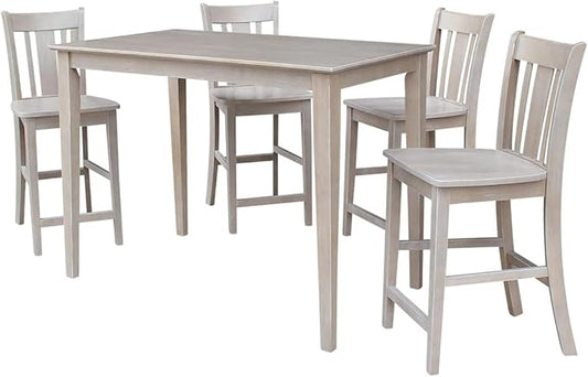 IC INTERNATIONAL CONCEPTS 30X48 Counter Height Dining Table with 4 San Remo Counter Height Stools