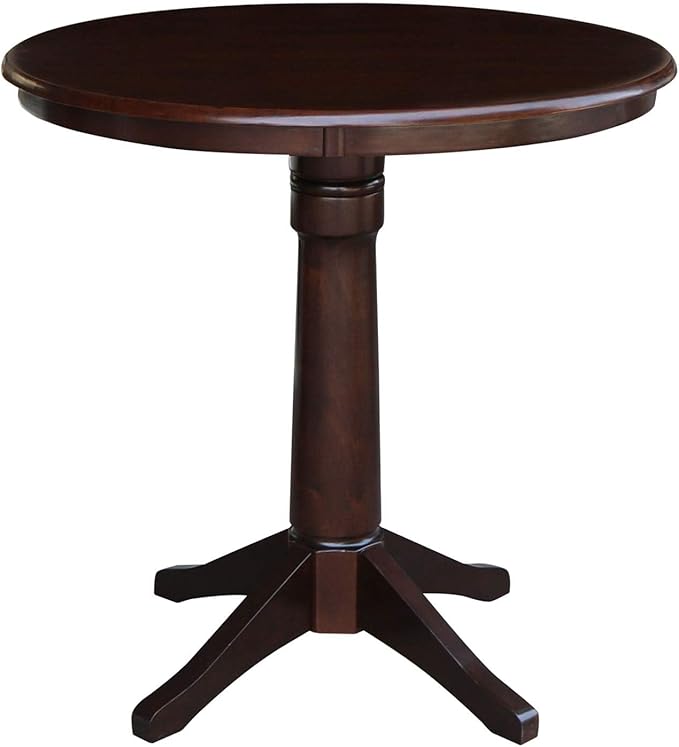 International Concepts 36" Round Top Pedestal Table-34.9" H, Rich Mocha