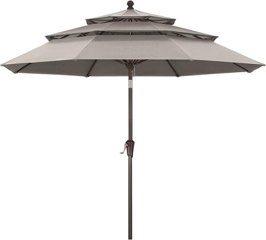 ABCCANOPY 5-Year 10-Year No Fading 9FT 3 Tiers Patio Umbrella, Outdoor Table Umbrella with 8 Sturdy Ribs for Deck, Backyard, Garden, Yard