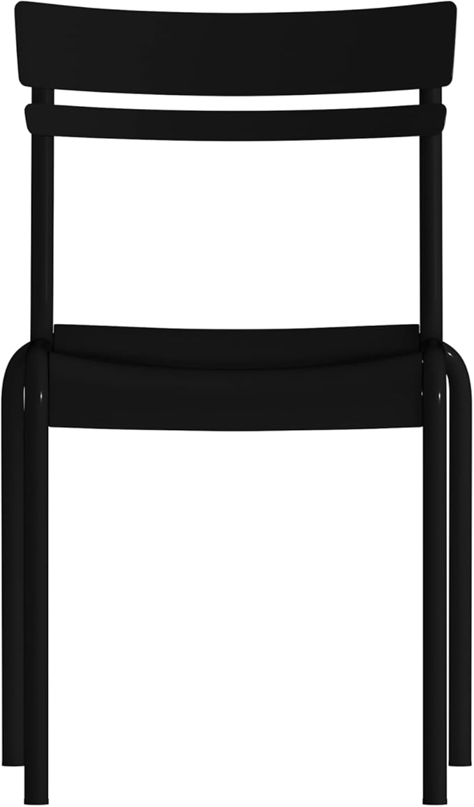 Flash Furniture Nash Commercial Grade Steel Stack Chair, Indoor-Outdoor Armless Chair with 2 Slat Back, Black