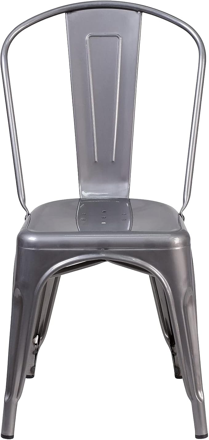Flash Furniture Lincoln 4 Pack Clear Coated Metal Indoor Stackable Chair