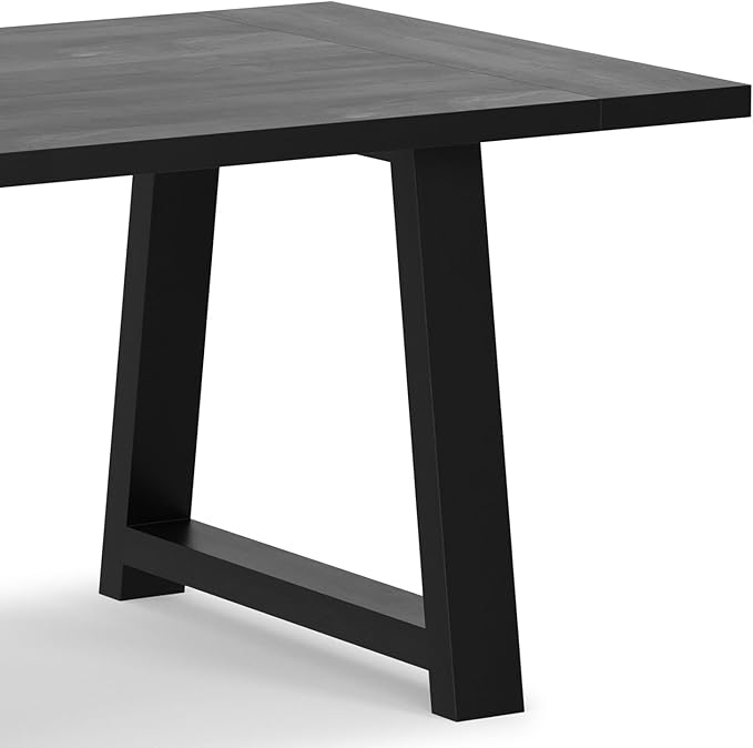 SIMPLIHOME Whitley Dining Table - 72 inch Wide Solid Mango Wood Rectangular Table in Black, Modern Farmhouse Style for Dining Room or Kitchen with Extra-Thick Trestle Base, Seats 6