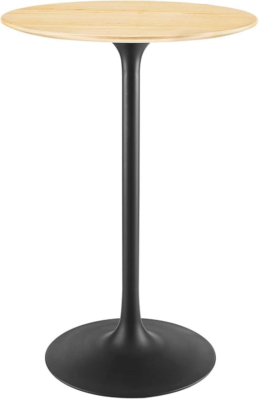 Modway Lippa Round 28" Wood Grain Mid-Century Modern Bar Table