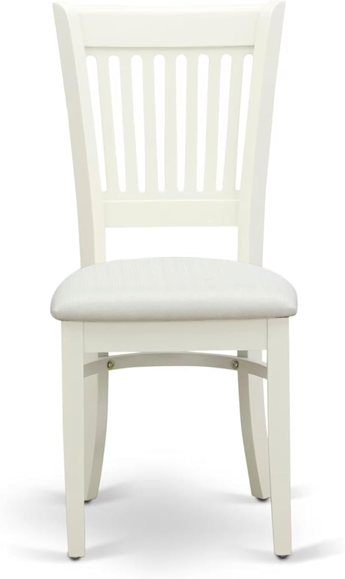 East West Furniture ANVA3-LWH-C 3 Piece Dining Table Set for Small Spaces Contains a Round Kitchen Table with Pedestal and 2 Linen Fabric Kitchen Dining Chairs, 36x36 Inch, Linen White
