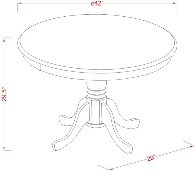 East West Furniture HLKE3-BCH-W 3 Piece Dining Room Furniture Set Contains a Round Dining Table with Pedestal and 2 Wood Seat Chairs, 42x42 Inch, Black & Cherry