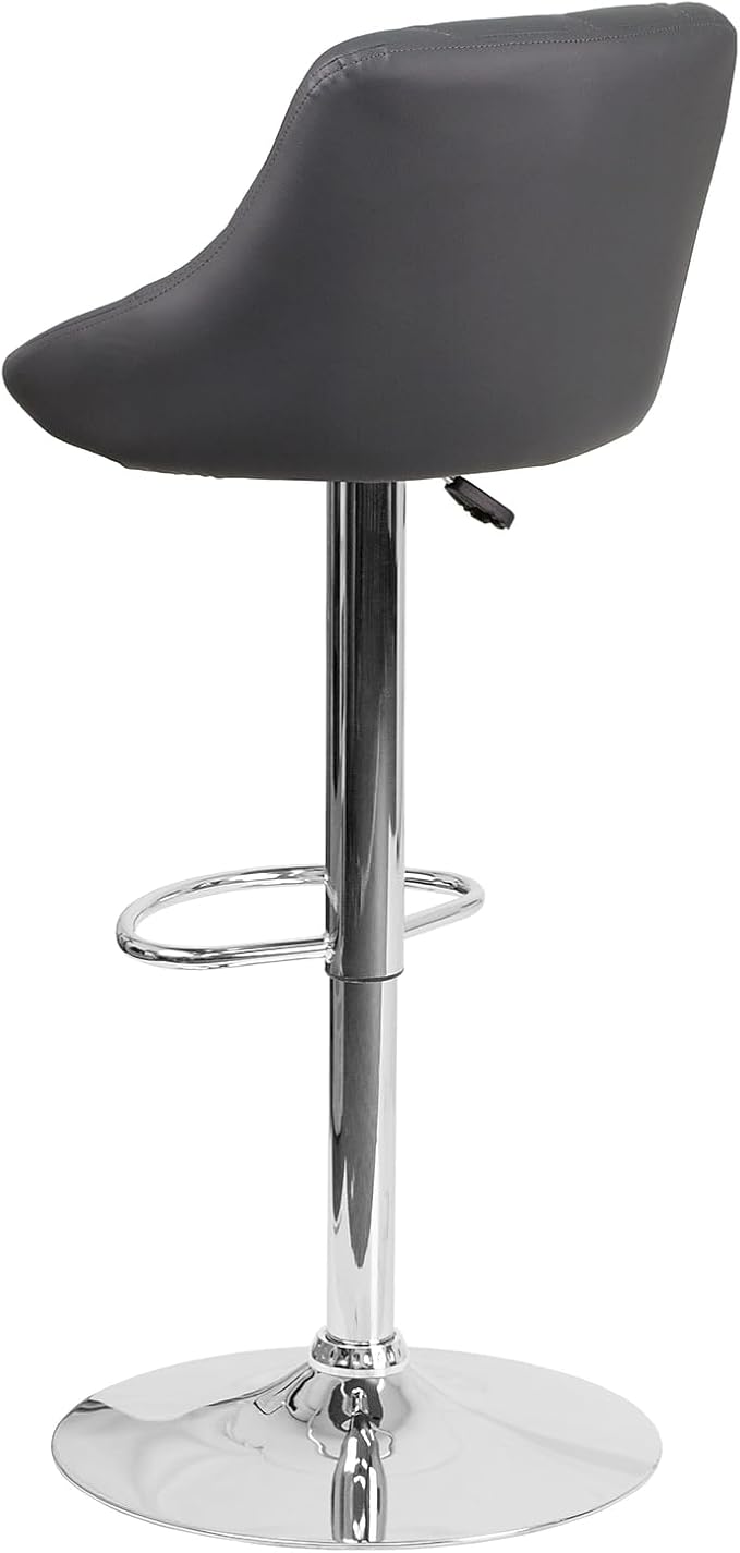 Flash Furniture Caldwell 2 Pk. Contemporary Gray Vinyl Bucket Seat Adjustable Height Barstool with Chrome Base