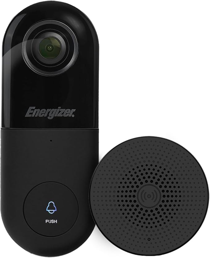 Energizer Smart 2K Doorbell & Chime, Wired Video Doorbell Security Camera, 2-Way Audio, Night Vision, Cloud & Micro SD Storage, Remote Access App, Motion Sensor, Live Viewing, Requires Existing Wires