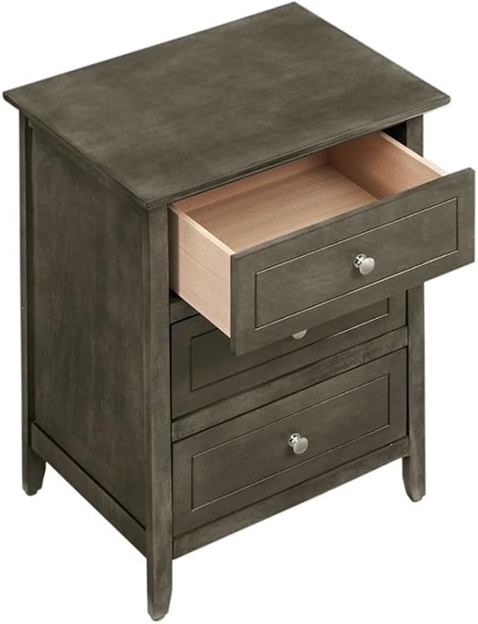 Glory Furniture Daniel 3 Drawer Nightstand in Gray