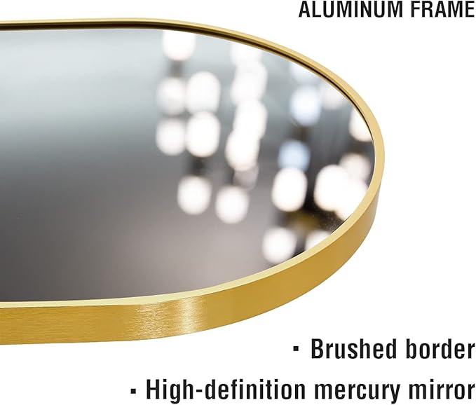OGCAU Full Length Mirror, 65"x22" Arched Full Body Mirror, Hanging, Leaning or Standing, Wall Mounted for Bedroom Living Room, Gold