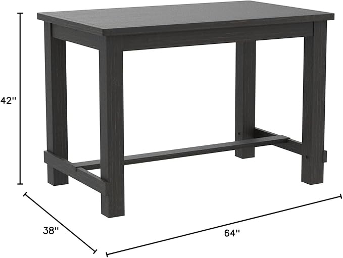 Roundhill Furniture Lotusville Antique Rectangular Wood Bar Height Dining Table