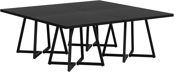 Tribesigns Square Dining Table, 31.5" Industrial Dinner Table with Metal Base, Kitchen Table for Dining Room, Small Space, Apartment, Black (6pcs)